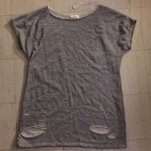 Distressed Gray Sweater T-Shirt •Never Worn•
